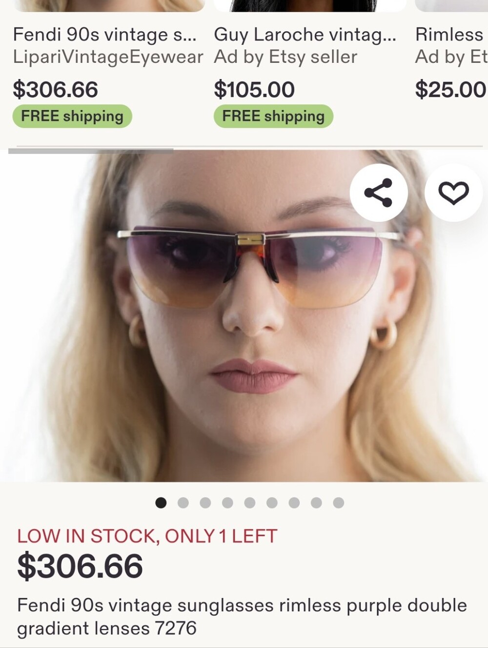 Vintage 90's Fendi Shield Sunglasses in Brown with Purple Gradient Lenses